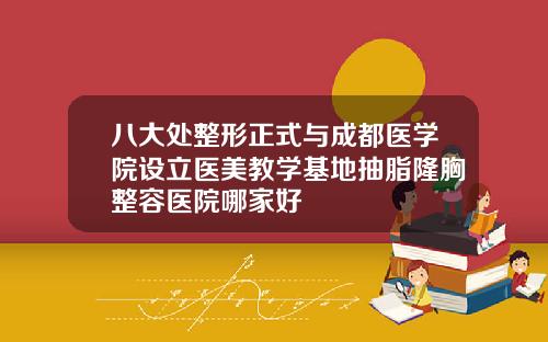 八大处整形正式与成都医学院设立医美教学基地抽脂隆胸整容医院哪家好