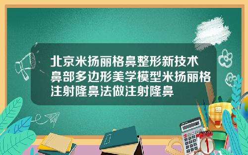 北京米扬丽格鼻整形新技术鼻部多边形美学模型米扬丽格注射隆鼻法做注射隆鼻