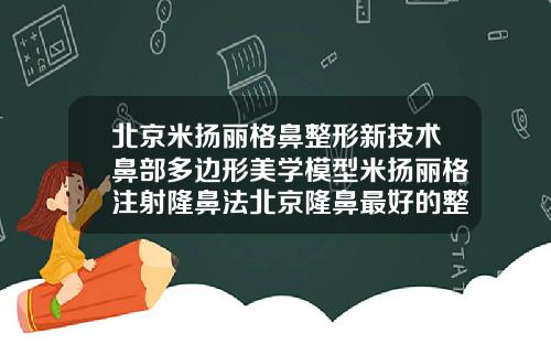 北京米扬丽格鼻整形新技术鼻部多边形美学模型米扬丽格注射隆鼻法北京隆鼻最好的整形医生是谁