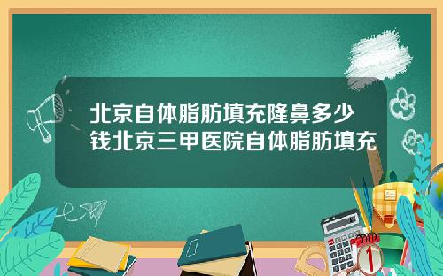 北京自体脂肪填充隆鼻多少钱北京三甲医院自体脂肪填充