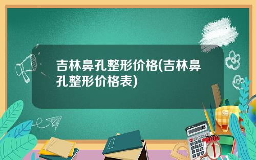 吉林鼻孔整形价格(吉林鼻孔整形价格表)