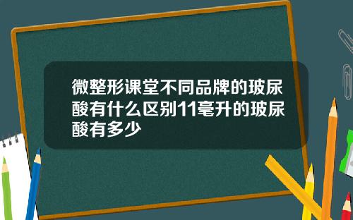 微整形课堂不同品牌的玻尿酸有什么区别11毫升的玻尿酸有多少