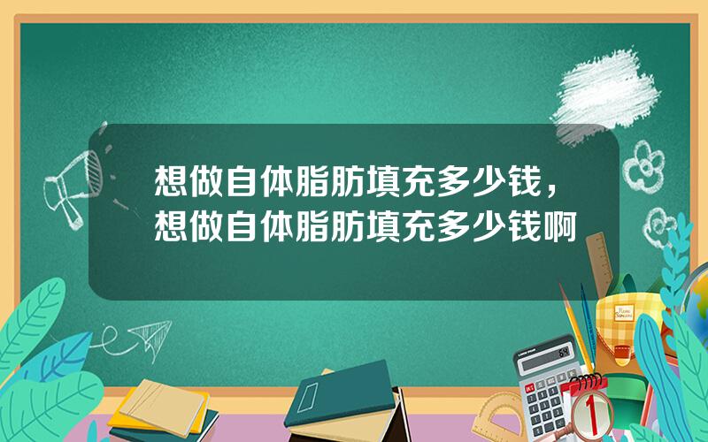 想做自体脂肪填充多少钱，想做自体脂肪填充多少钱啊